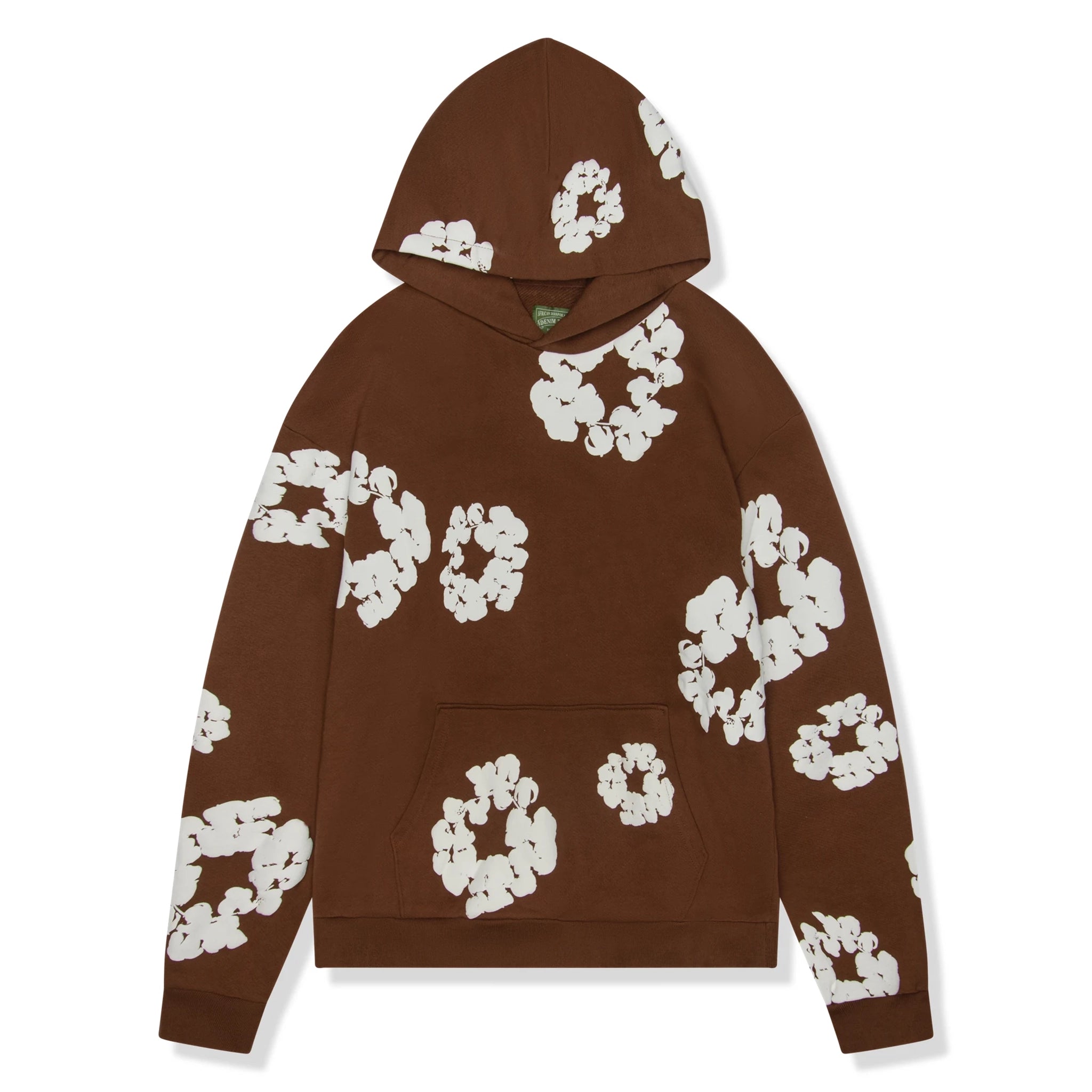 Front view of Denim Tears The Cotton Wreath Brown Hoodie